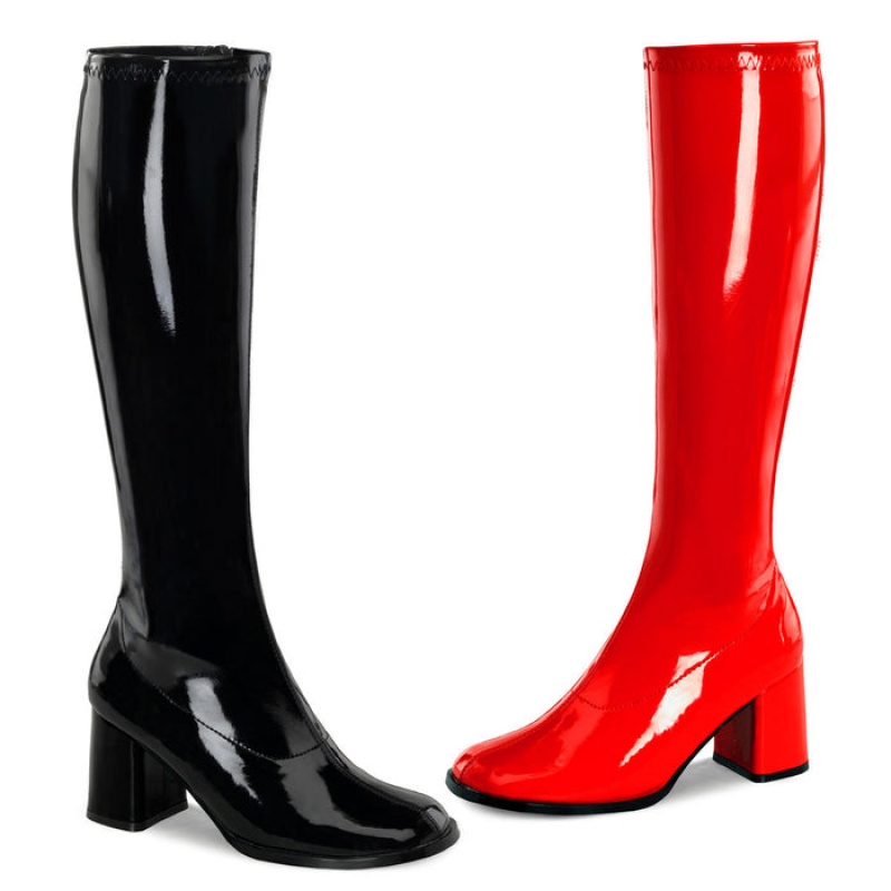 Black / Red Pleaser Gogo-300HQ Women's Boots | JC8140297