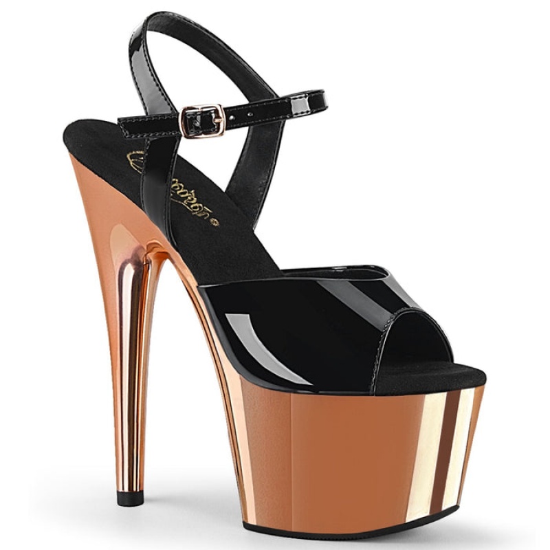 Black / Rose / Gold Pleaser Adore-709 Women's Sandals | RI8716253