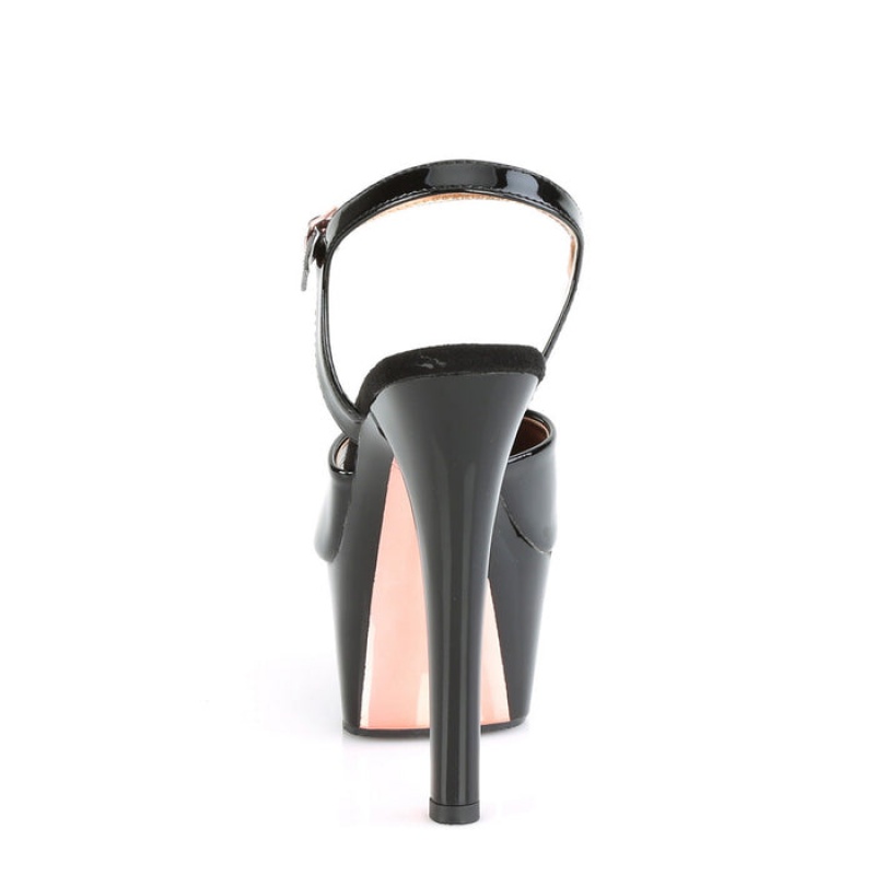 Black / Rose / Gold Pleaser Aspire-609TT Women's Sandals | KL7398205