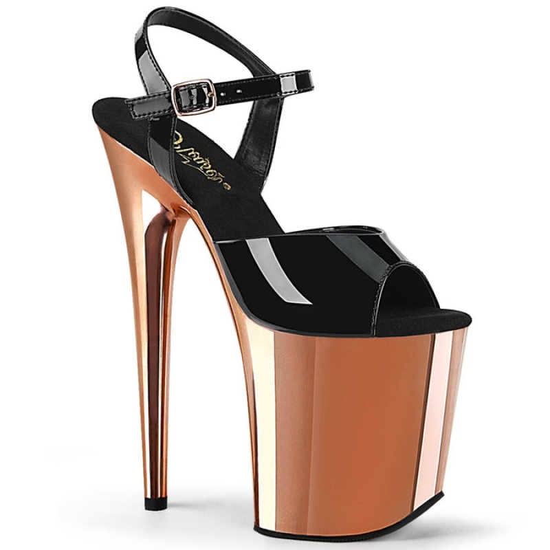 Black / Rose / Gold Pleaser Flamingo-809 Women's Sandals | YQ7968241