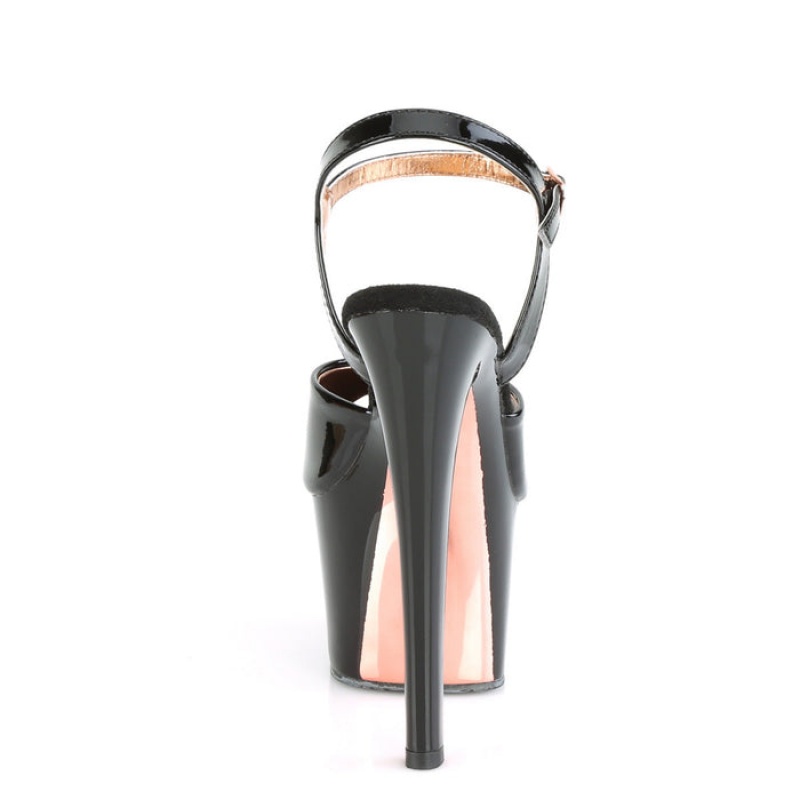 Black / Rose / Gold Pleaser Sky-309TT Women's Sandals | AZ6817034