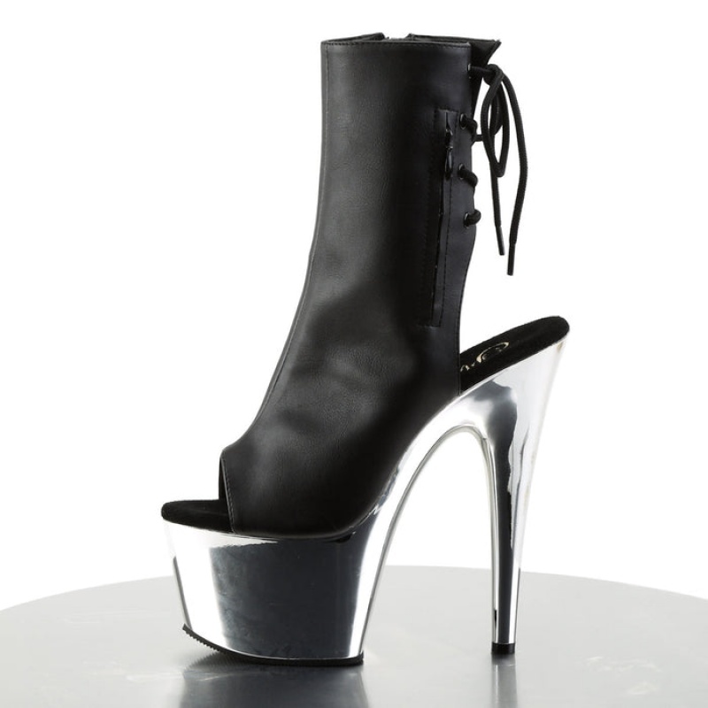 Black / Silver Pleaser Adore-1018 Women's Boots | SE4892610