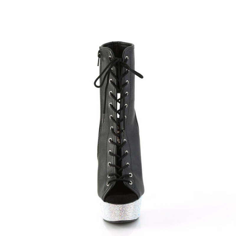 Black / Silver Pleaser Bejeweled-1016-6 Women's Boots | ZF0569821