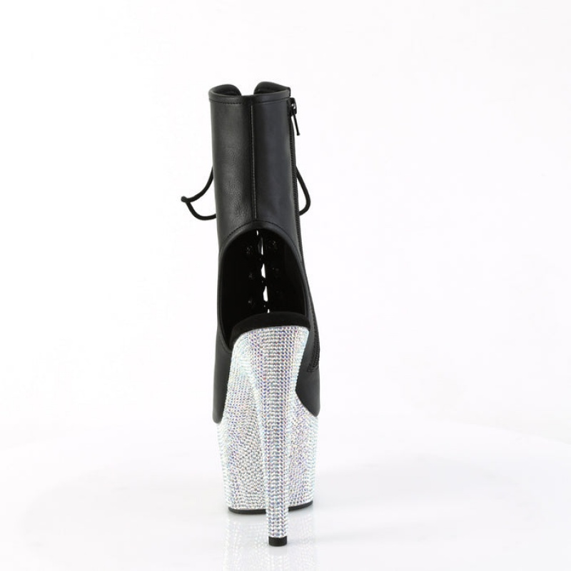 Black / Silver Pleaser Bejeweled-1016-7 Women\'s Boots | WM1948723