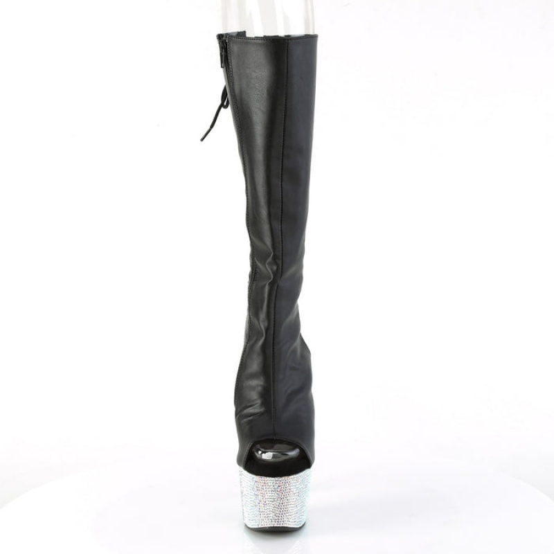 Black / Silver Pleaser Bejeweled-2018-7 Women's Boots | LH5107283