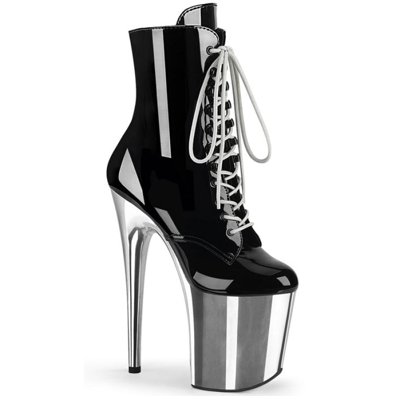 Black / Silver Pleaser Flamingo-1020 Women's Boots | LK2870591