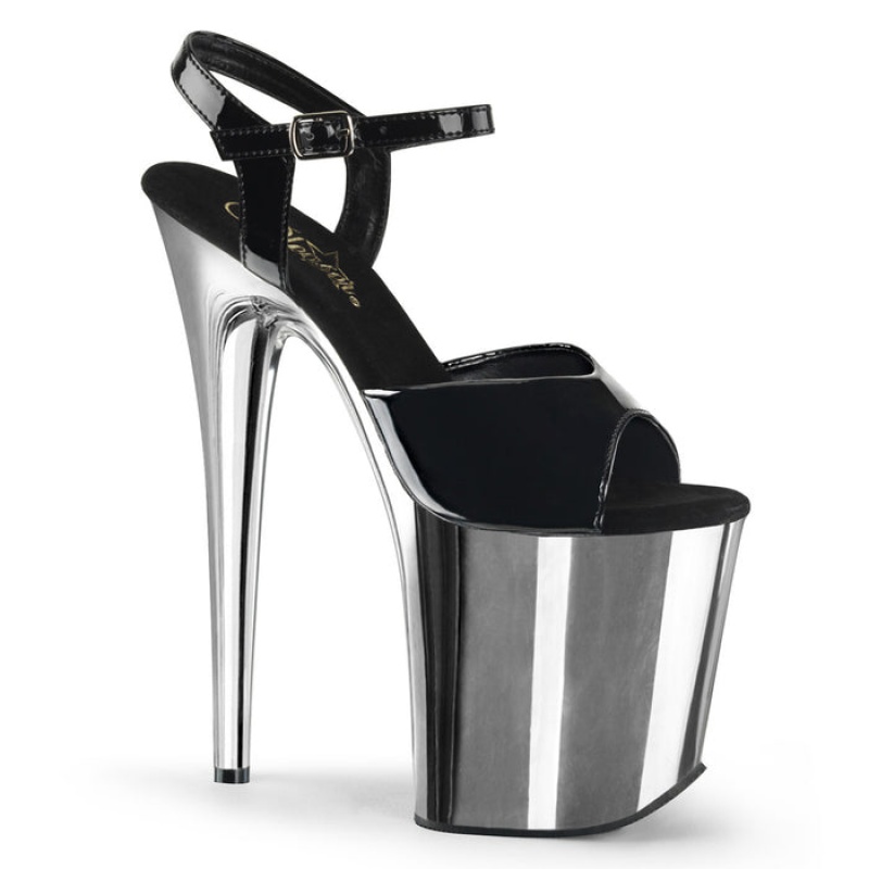 Black / Silver Pleaser Flamingo-809 Women's Sandals | JQ2790634