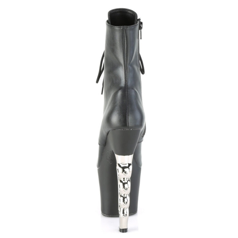 Black / Silver Pleaser Irongrip-1020 Women's Boots | LW2746305