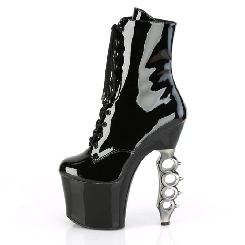 Black / Silver Pleaser Irongrip-1020 Women's Boots | AN9623458