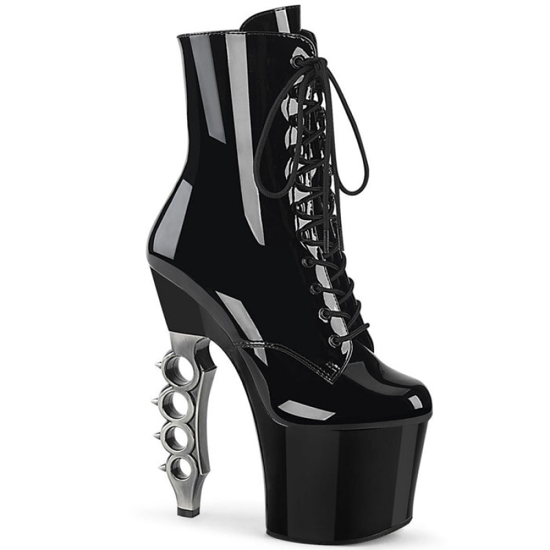 Black / Silver Pleaser Irongrip-1020 Women's Boots | AN9623458