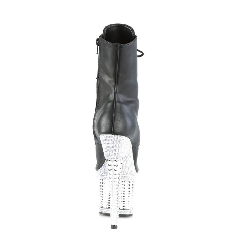 Black / Silver Pleaser Spectator-1021RS Women's Boots | RA2165703