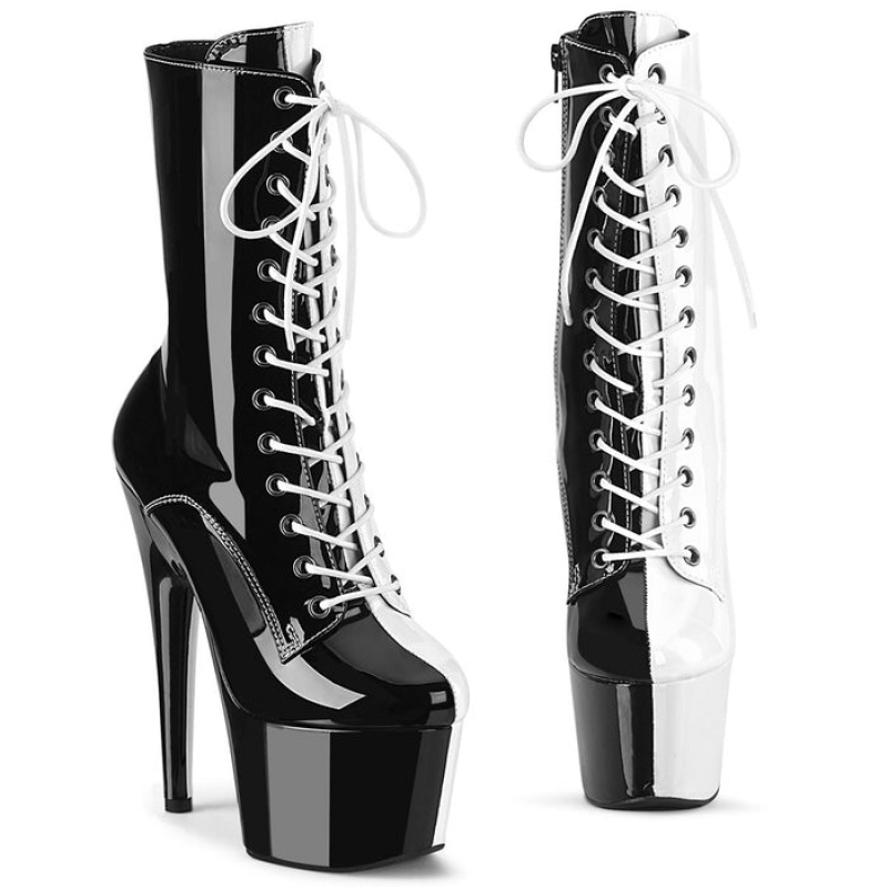 Black / White Pleaser Adore-1040TT Women's Boots | RJ0218936