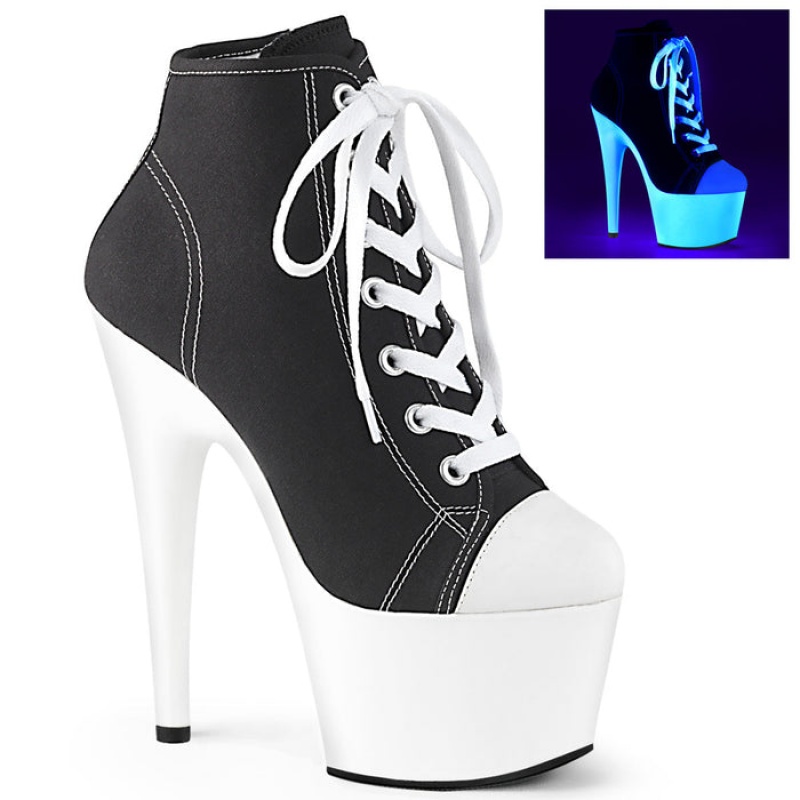 Black / White Pleaser Adore-700SK-02 Women's Boots | UX0896721