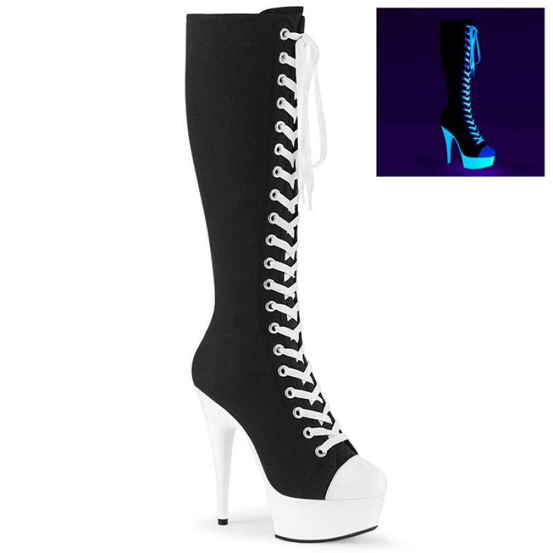 Black / White Pleaser Delight-2000SK-02 Women's Boots | JG3250169