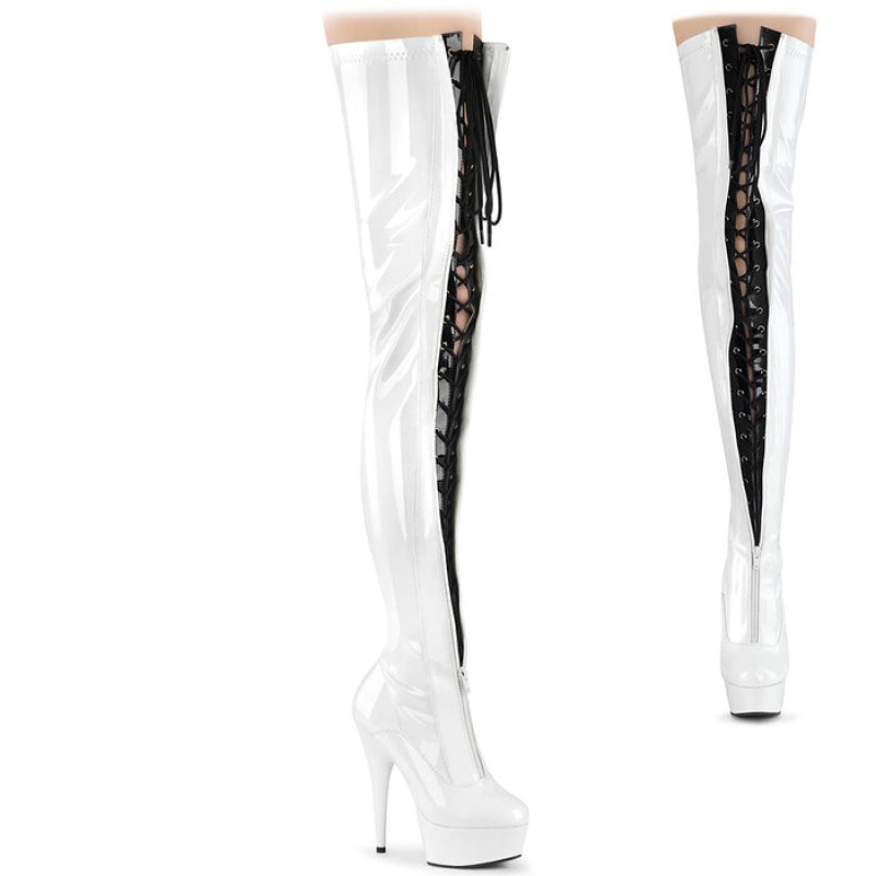 Black / White Pleaser Delight-3027 Women's Boots | WD1769352