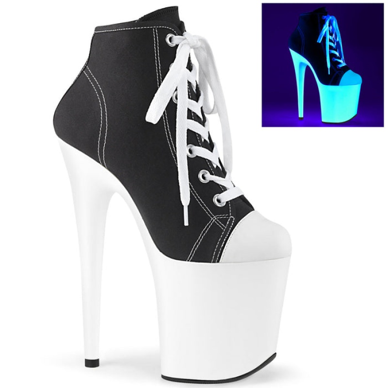 Black / White Pleaser Flamingo-800SK-02 Women's Boots | VH3928146