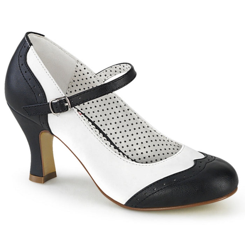 Black / White Pleaser Flapper-25 Women's Pumps | AZ4521739