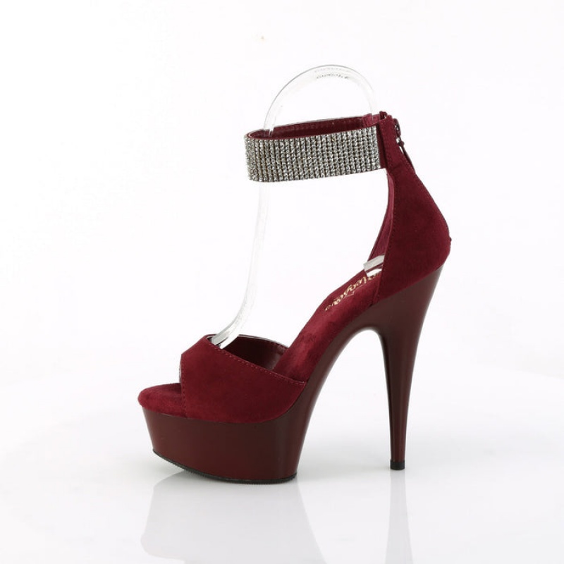 Burgundy Pleaser Delight-625 Women's Sandals | QV6450827