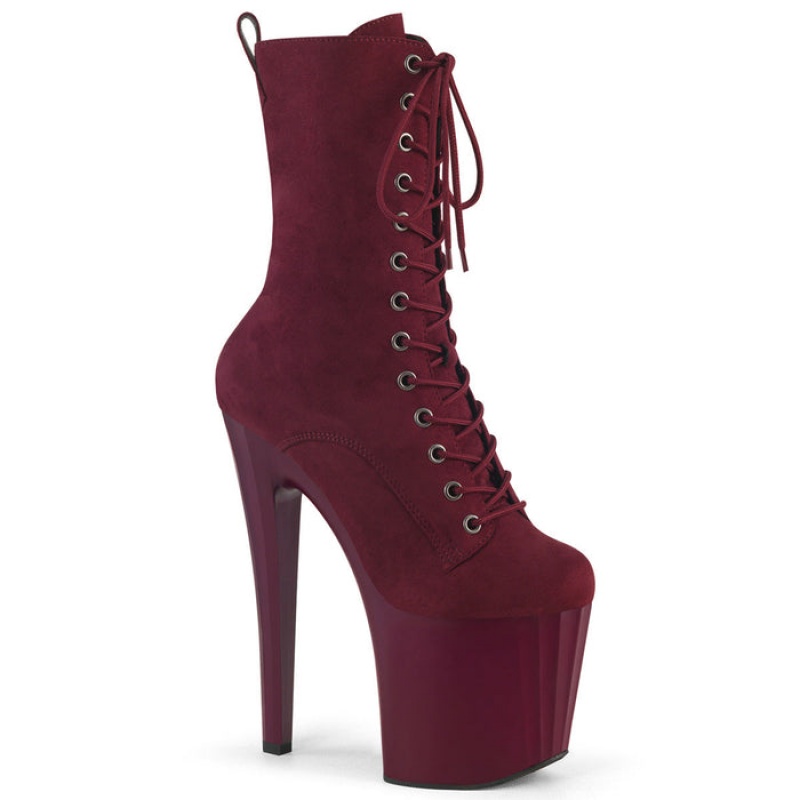 Burgundy Pleaser Enchant-1040 Women's Boots | QY9370146