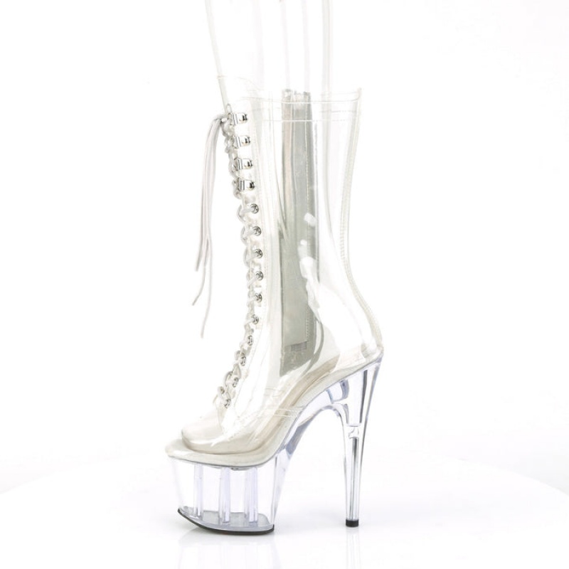 Clear Pleaser Adore-1050C Women's Boots | NR4675890