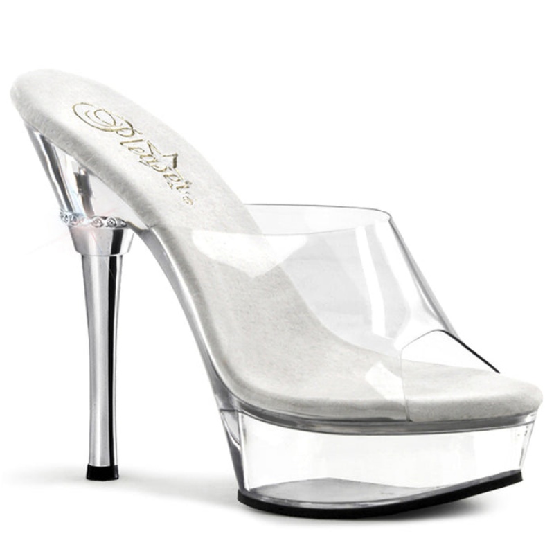 Clear Pleaser Allure-601 Women's Slides | PZ8219035