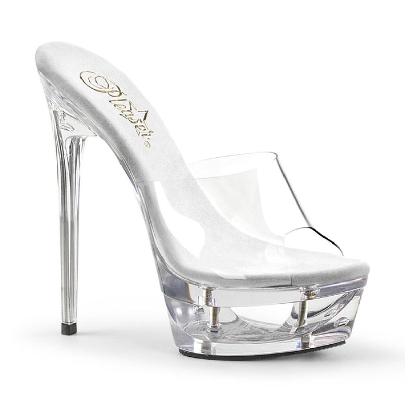 Clear Pleaser Eclipse-601 Women's Slides | NA3987412