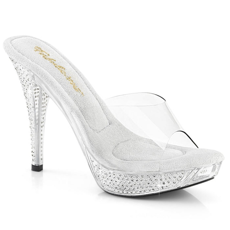 Clear Pleaser Elegant-401 Women's Slides | JD4697328