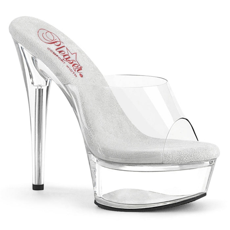 Clear Pleaser Excite-601 Women's Slides | KY4136920