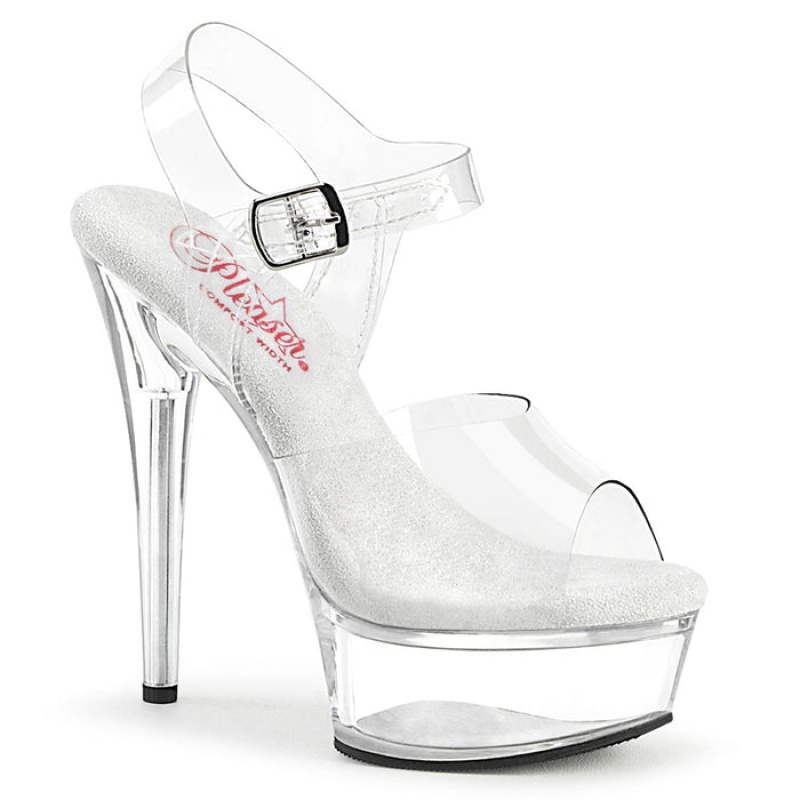 Clear Pleaser Excite-608 Women's Sandals | UF7961035