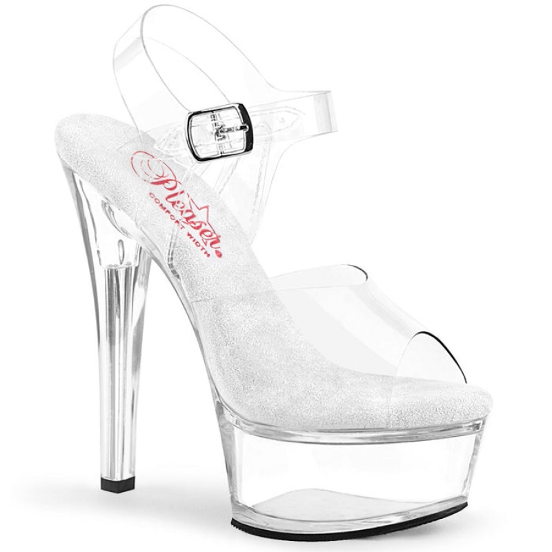 Clear Pleaser Gleam-608 Women's Sandals | HF4571630