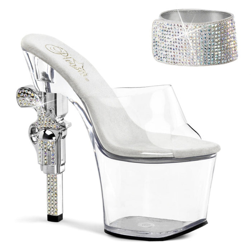 Clear Pleaser Revolver-712 Women's Sandals | DO2164908