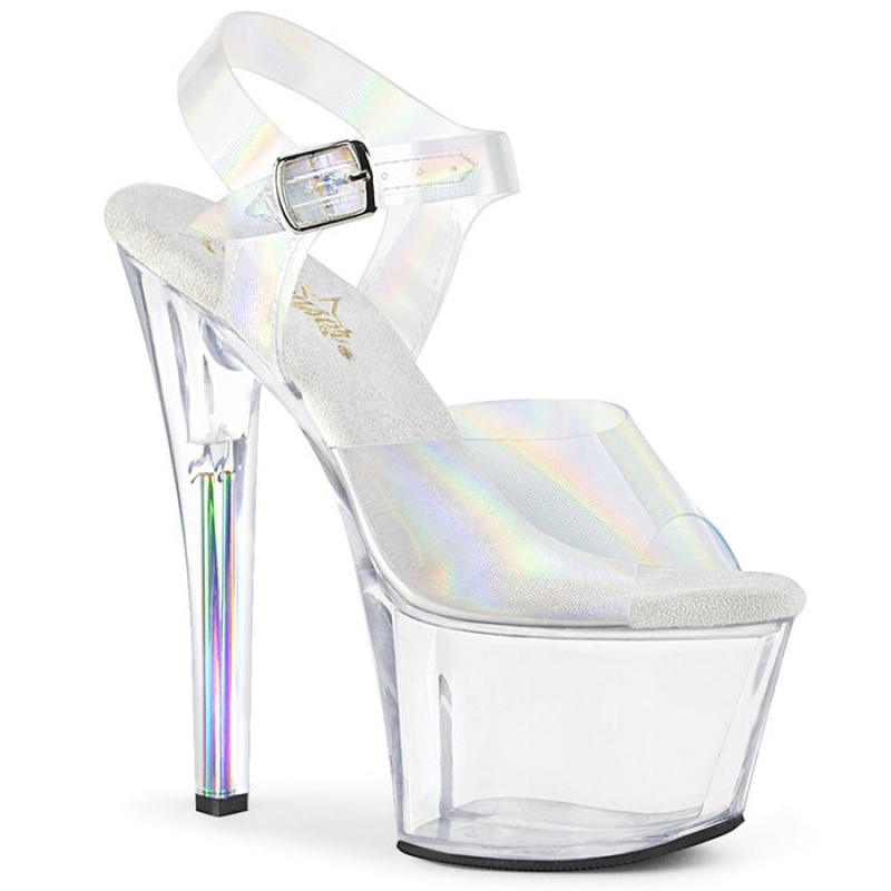 Clear Pleaser Sky-308N-RBH Women's Sandals | QD9578026