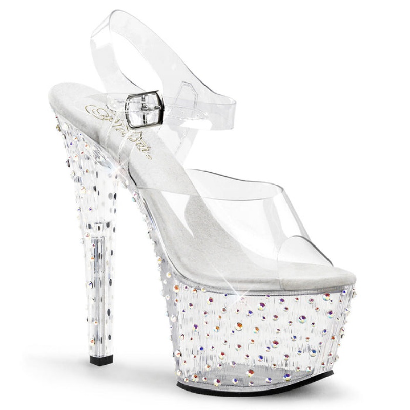 Clear Pleaser Stardance-708 Women's Sandals | MR6143258