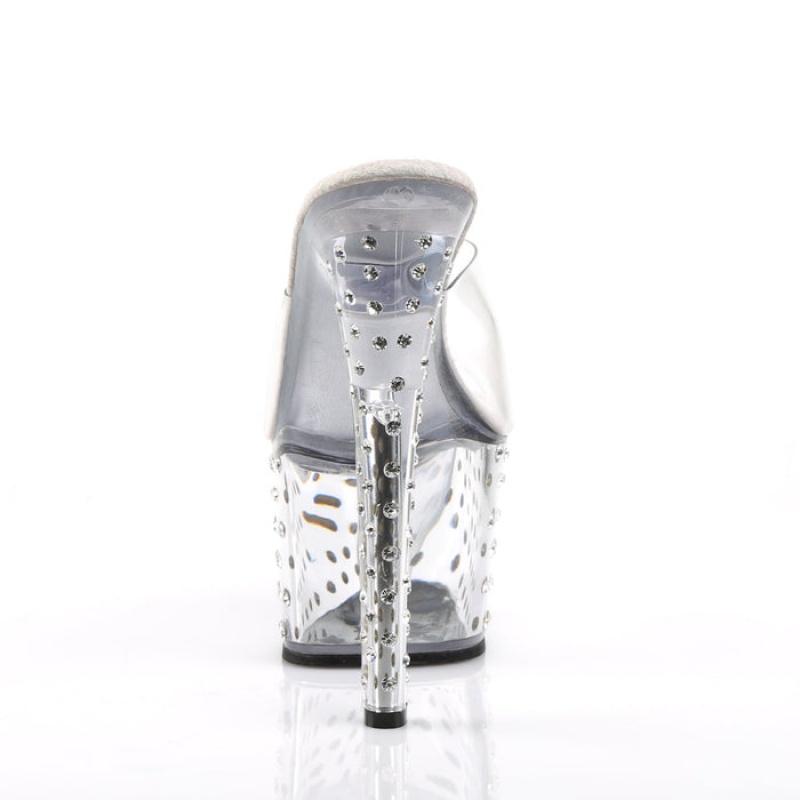 Clear Pleaser Stardust-701 Women's Slides | IX9463180