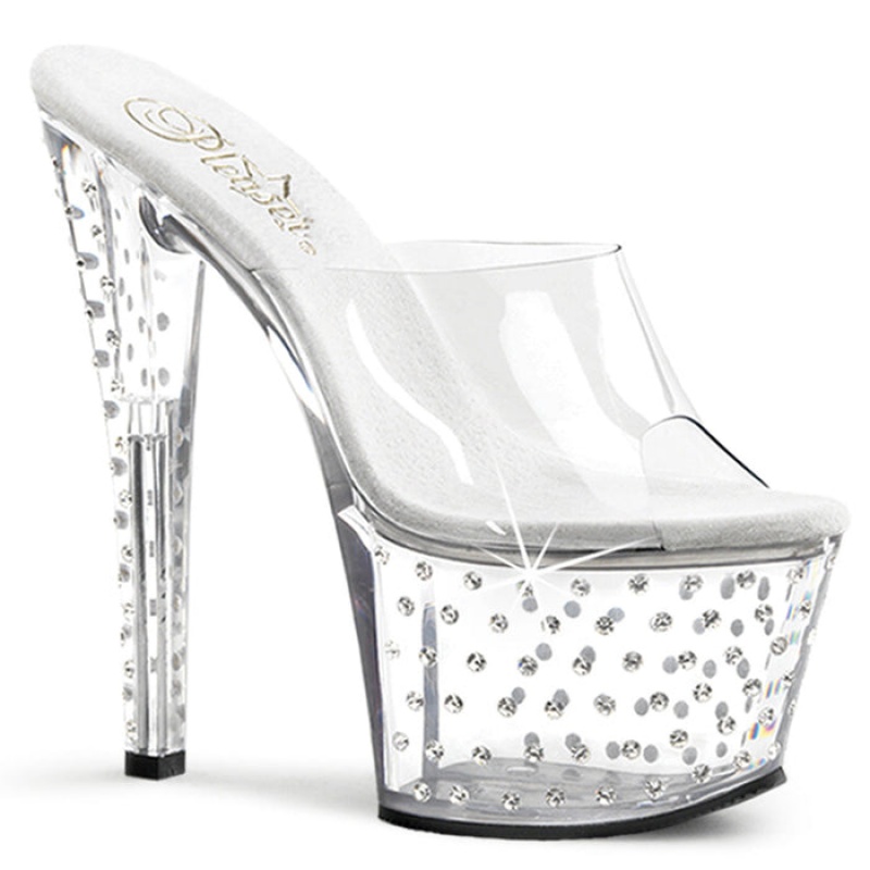 Clear Pleaser Stardust-701 Women's Slides | IX9463180