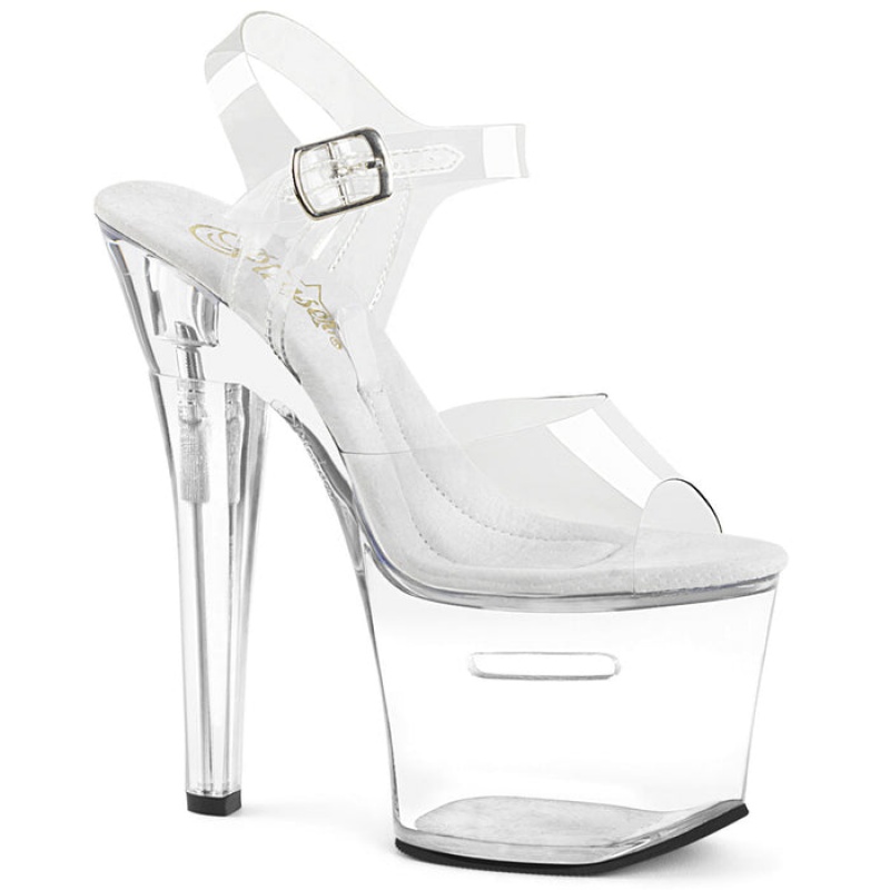 Clear Pleaser Tipjar-708RAD Women's Sandals | ZF8079451