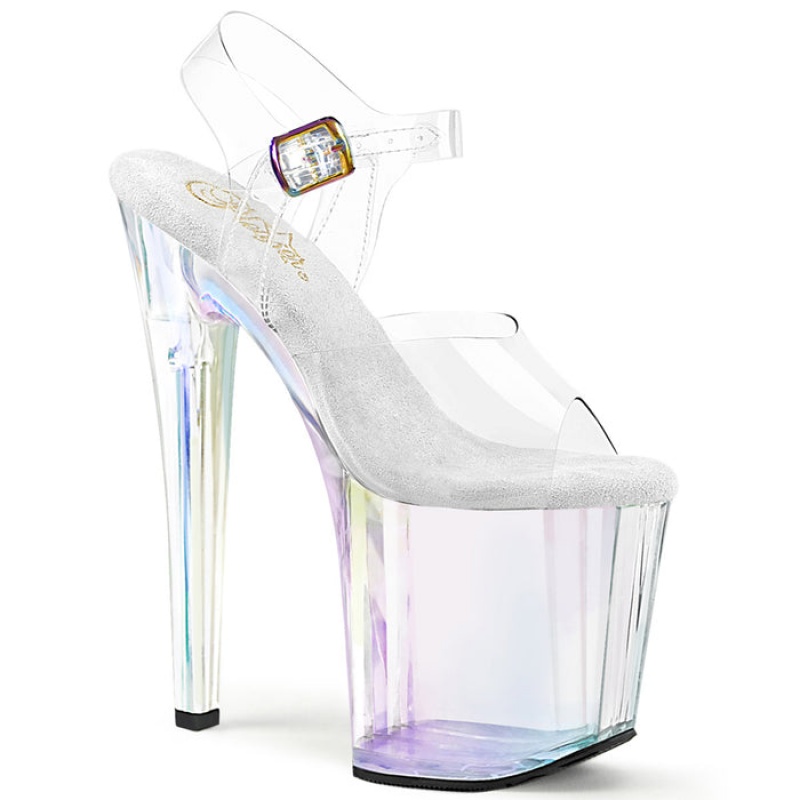 Clear / Holographic Tint Pleaser Enchant-708HT Women's Sandals | WO3401278