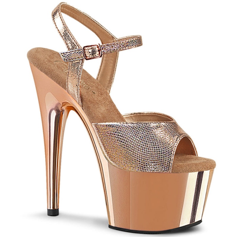 Gold / Rose / Gold Pleaser Adore-709 Women's Sandals | EA9643185