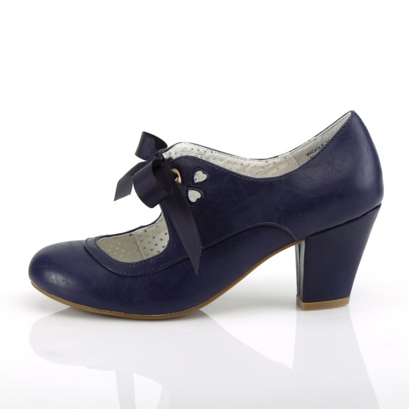 Navy Pleaser Wiggle-32 Women's Pumps | NE3085467