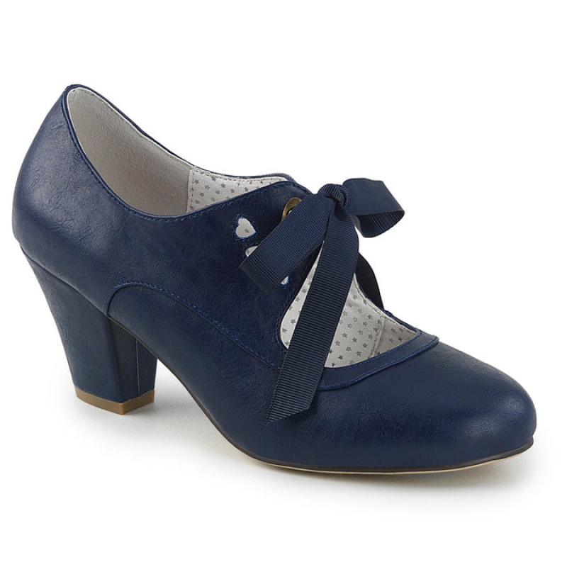 Navy Pleaser Wiggle-32 Women's Pumps | NE3085467