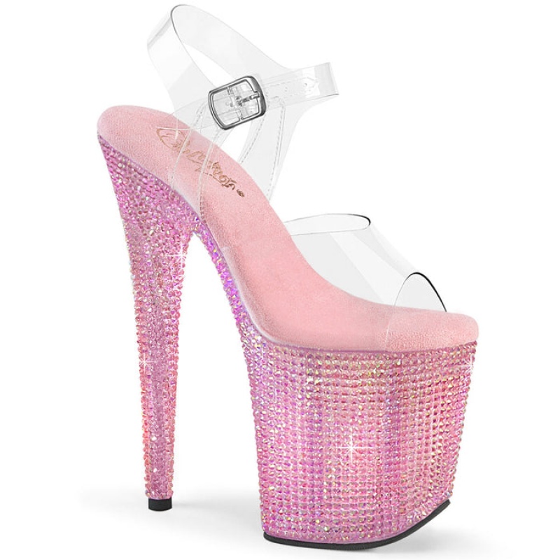 Pink Pleaser Bejeweled-808RRS Women's Sandals | VA5436970