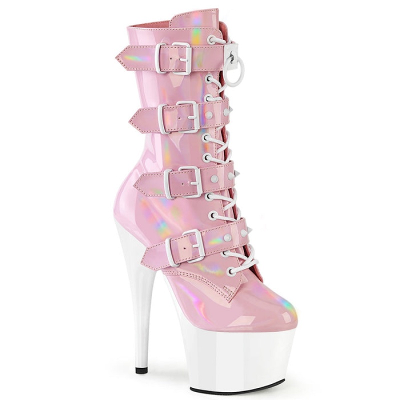 Pink / White Pleaser Adore-1046TT Women's Boots | PT4375162