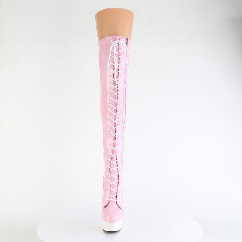 Pink / White Pleaser Delight-3029 Women's Boots | SR7396108