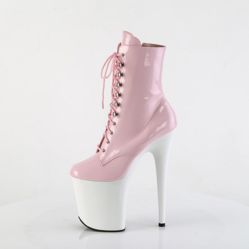 Pink / White Pleaser Flamingo-1020 Women's Boots | PI4672109