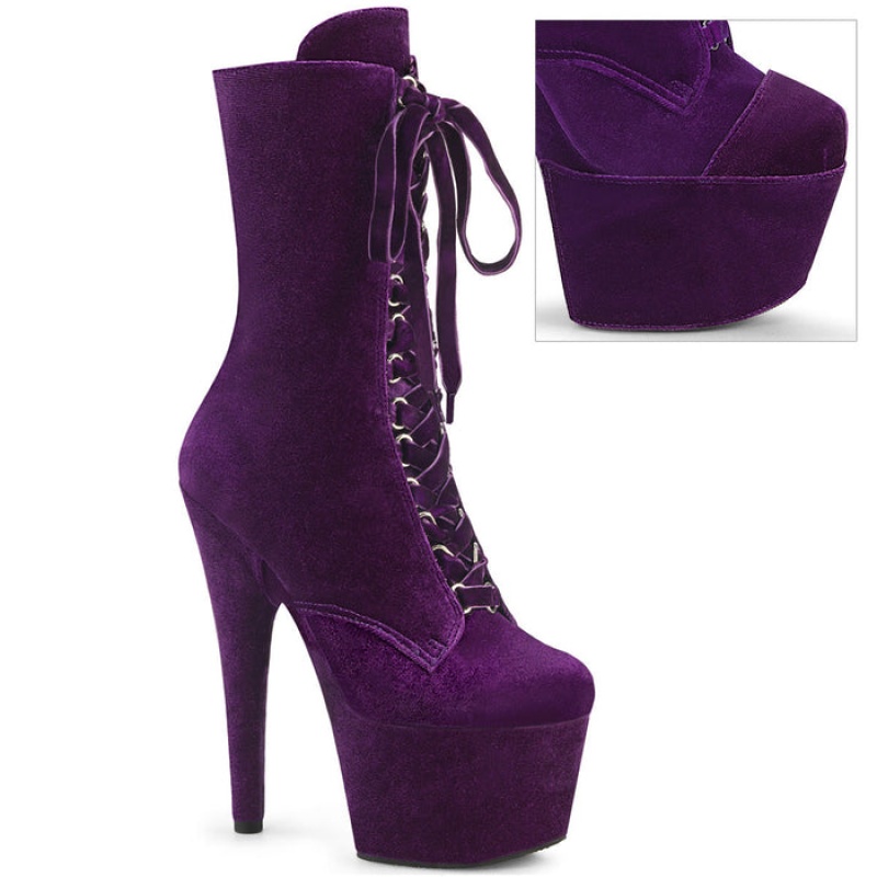 Purple Pleaser Adore-1045VEL Women's Boots | OP6802514