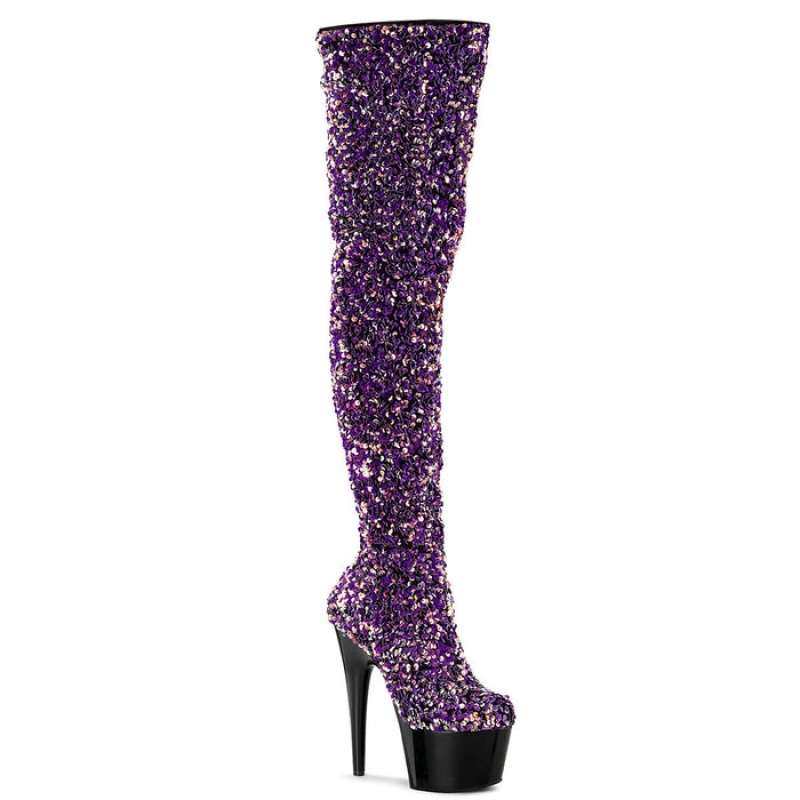 Purple / Black Pleaser Adore-3020 Women's Boots | FZ4873915