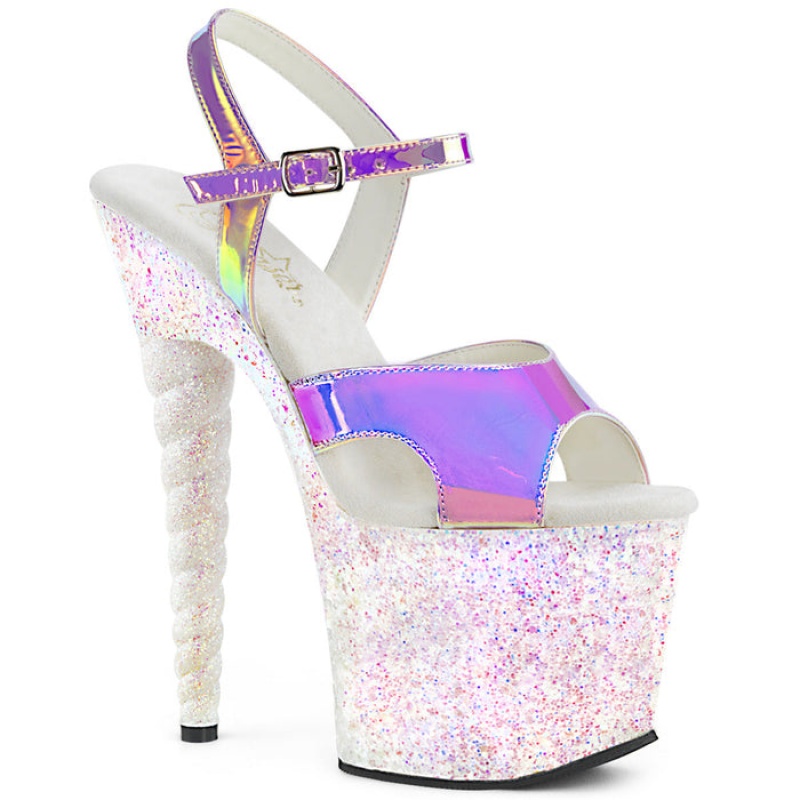 Purple / White Pleaser Unicorn-711LG Women's Sandals | SG9842761