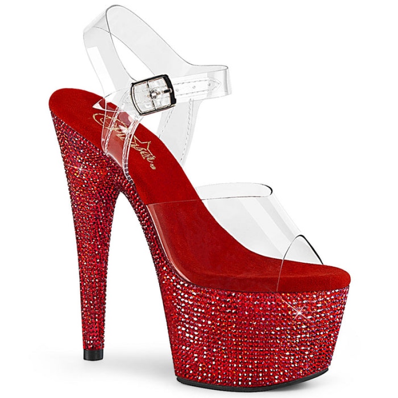 Red Pleaser Bejeweled-708DM Women's Sandals | WH7049185