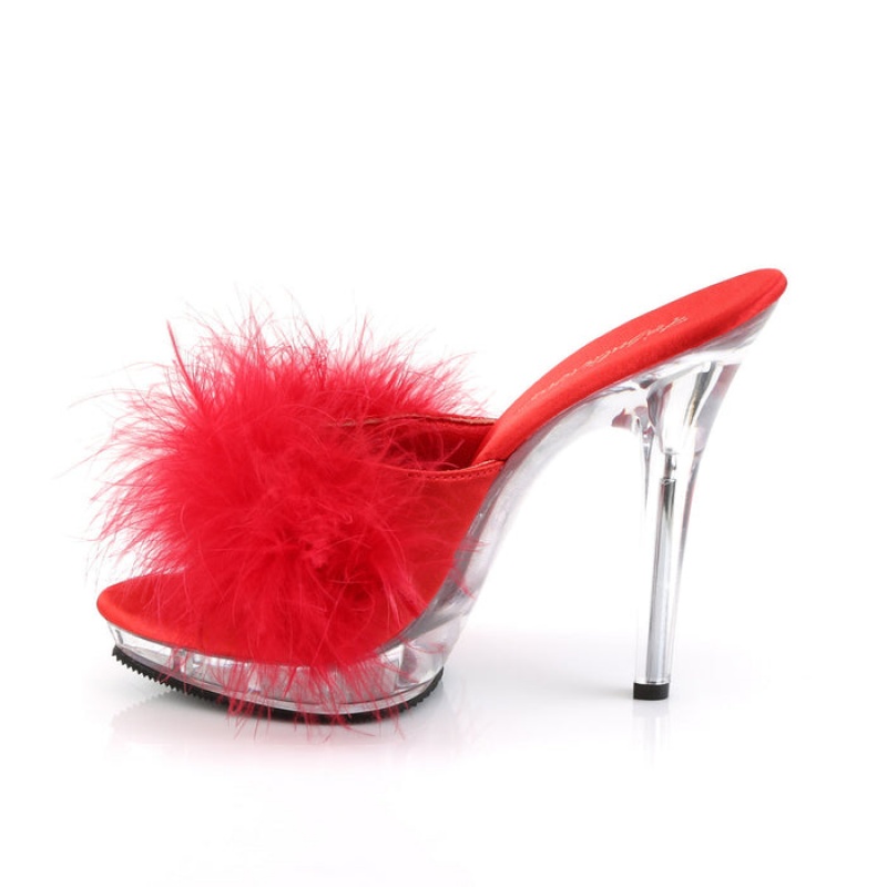 Red Pleaser Lip-101-8 Women's Slides | JZ1247539