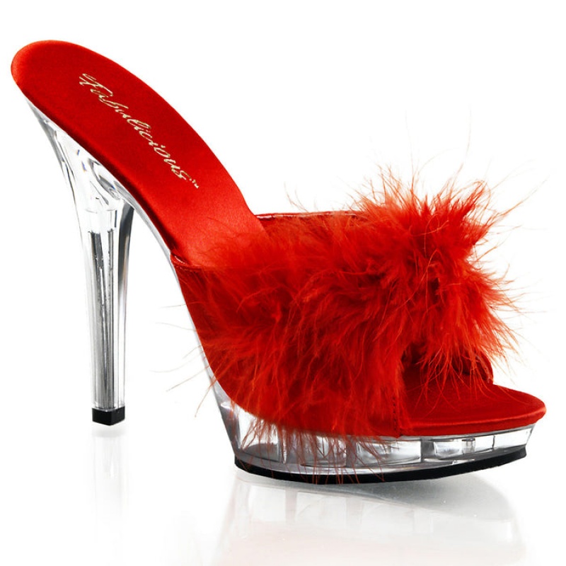 Red Pleaser Lip-101-8 Women's Slides | JZ1247539